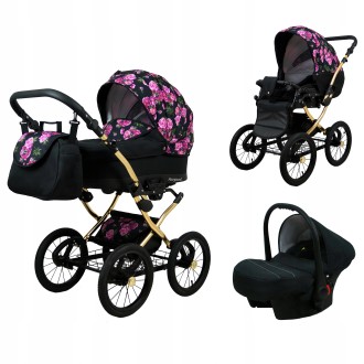 Kočárek Raf-pol BABYLUX Margaret Gold trojkombinace