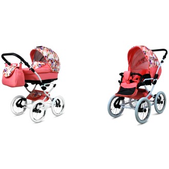 Kočárek Raf-pol BABYLUX Margaret White dvojkombinace - pansies and roses