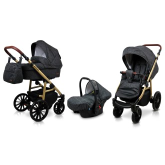 Kočárek BABYLUX Aspero trojkombinace - Black flex