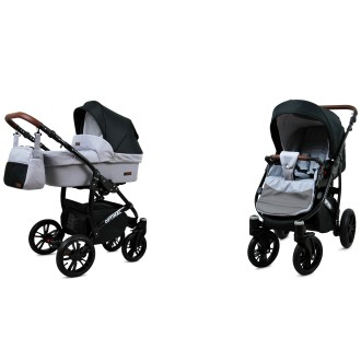 Kočárek BABYLUX Optimal ALU black  dvojkombinace - Silver flex black