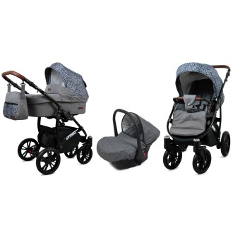Kočárek BABYLUX Optimal ALU black  trojkombinace - Silver stone