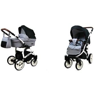 Kočárek BABYLUX Optimal ALU white  dvojkombinace - Silver flex black