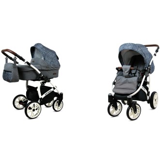 Kočárek BABYLUX Optimal ALU white  dvojkombinace - Silver stone