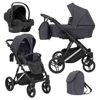 Kočárek KUNERT Lazzio Premium Silver, trojkombinace - antracit